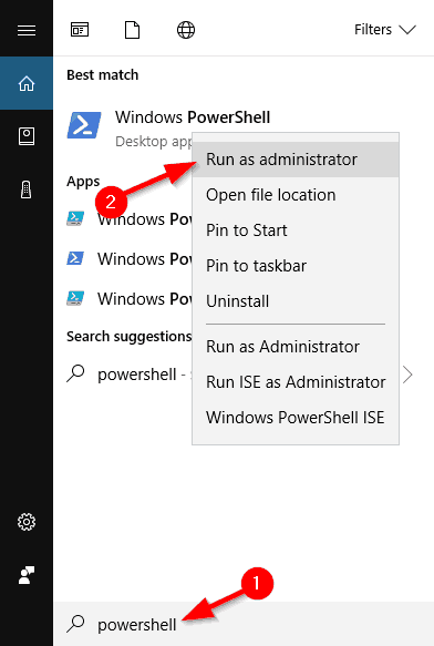 otwórz power shell jako administrator